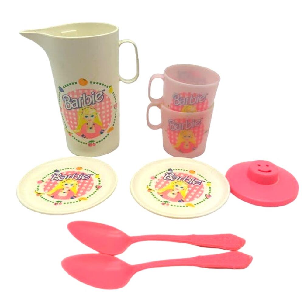 Barbie Color Change Party Set 1994 Chilton Majik Pitcher Cups Plates Pink 8pc